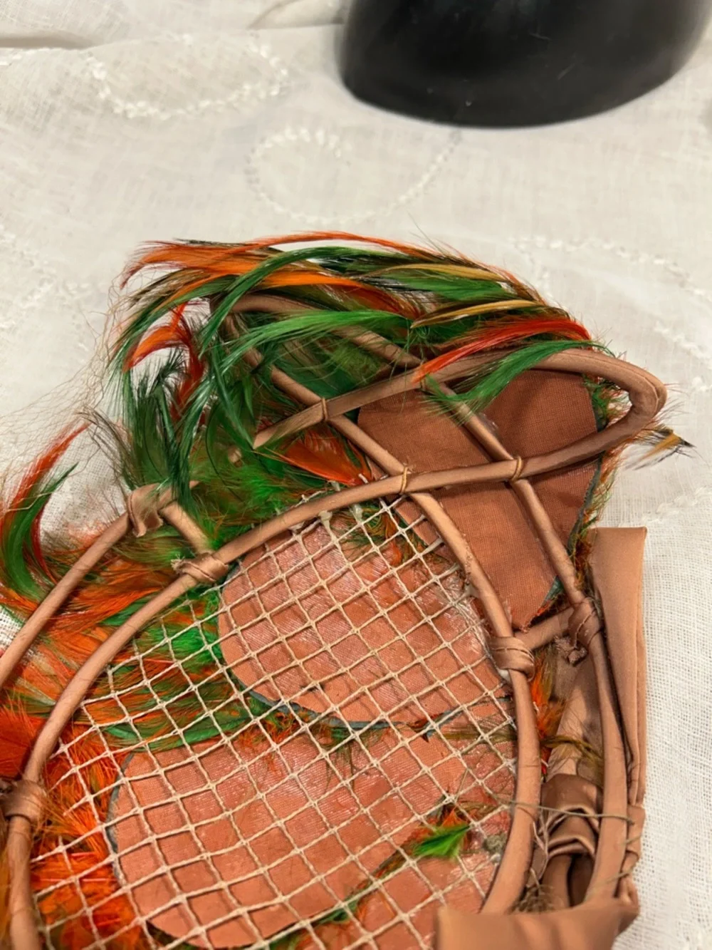 Vintage feather and bow headpiece halo piece - Picture 4 of 9